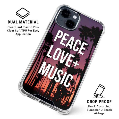 Peace Love And Music iPhone 15 Clear Case