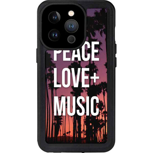 Peace Love And Music iPhone 15 Pro Waterproof Case