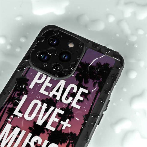 Peace Love And Music iPhone 15 Pro Waterproof Case