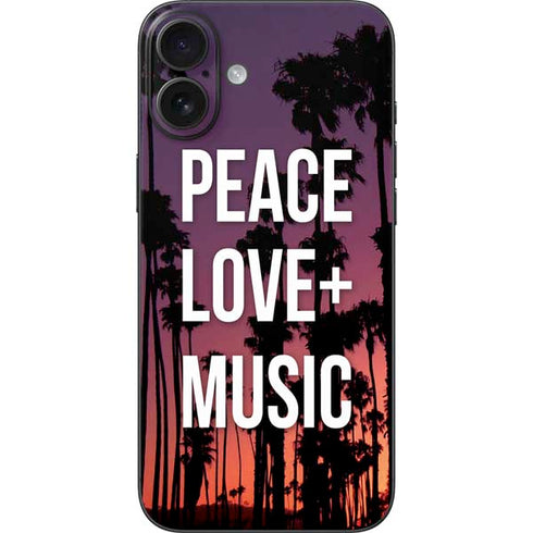 Peace Love And Music iPhone 16 Plus Skin