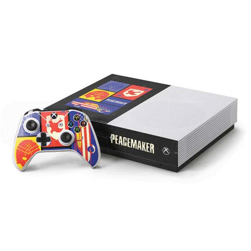 DC Comics Peacemaker Collage Xbox One S Console and Controller Bundle Skin