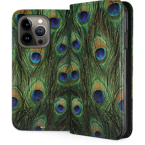 Peacock Animal Print iPhone 14 Pro Folio Case
