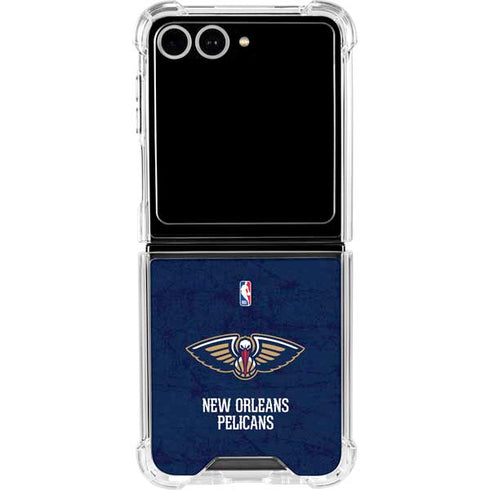 NBA New Orleans Pelicans Distressed Galaxy Z Flip7 Clear Case