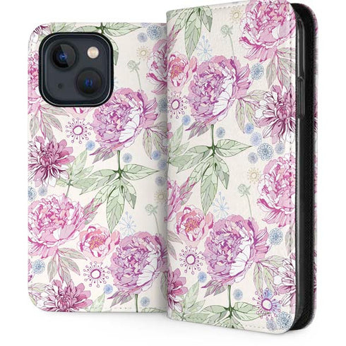 Peony Spring Floral iPhone 14 Plus Folio Case