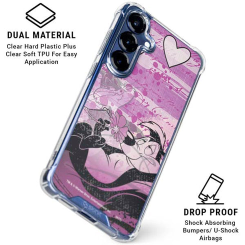 Looney Tunes Pepe Le Pew Purple Romance Galaxy S25 FE Clear Case