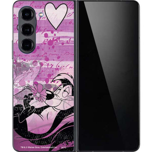 Looney Tunes Pepe Le Pew Purple Romance Galaxy Z Fold5 5G Skin
