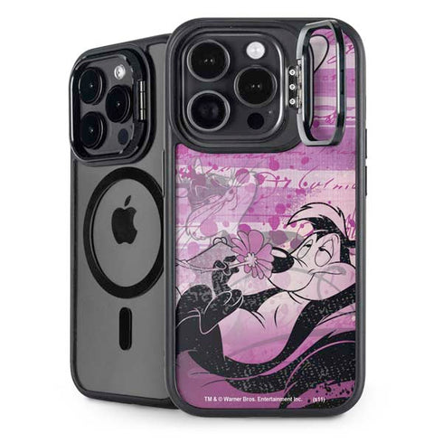 Looney Tunes Pepe Le Pew Purple Romance iPhone 14 Pro Kickstand Case