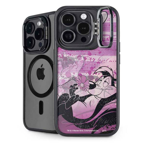 Looney Tunes Pepe Le Pew Purple Romance iPhone 15 Pro Max Kickstand Case