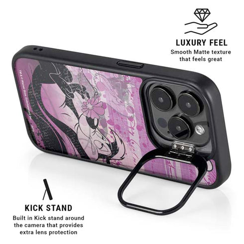 Looney Tunes Pepe Le Pew Purple Romance iPhone 15 Pro Max Kickstand Case