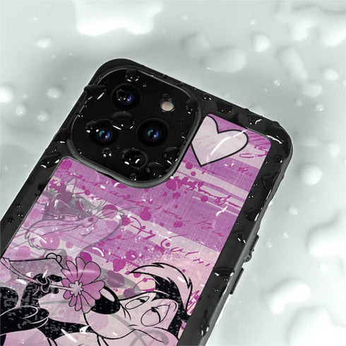 Looney Tunes Pepe Le Pew Purple Romance iPhone 15 Pro Waterproof Case