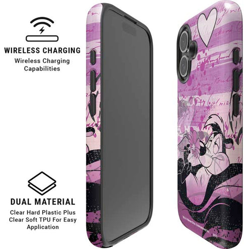 Looney Tunes Pepe Le Pew Purple Romance iPhone 16 Magsafe Impact Case