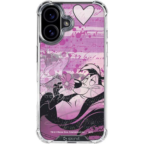 Looney Tunes Pepe Le Pew Purple Romance iPhone 16 Plus Clear Case
