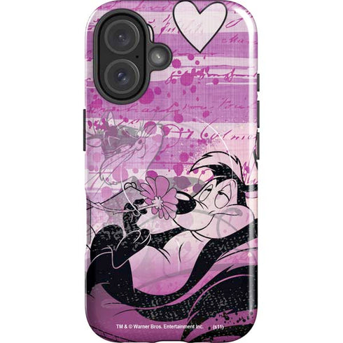 Looney Tunes Pepe Le Pew Purple Romance iPhone 16 Plus Magsafe Impact Case