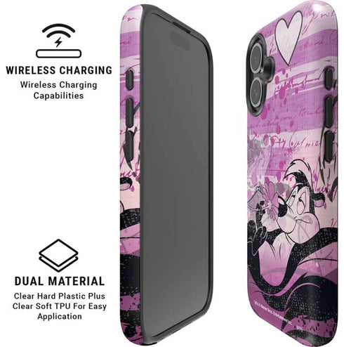 Looney Tunes Pepe Le Pew Purple Romance iPhone 16 Plus Magsafe Impact Case