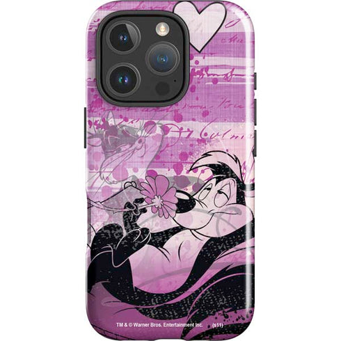 Looney Tunes Pepe Le Pew Purple Romance iPhone 16 Pro Magsafe Impact Case