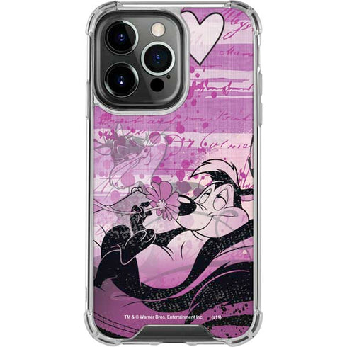 Looney Tunes Pepe Le Pew Purple Romance iPhone 16 Pro Max Clear Case
