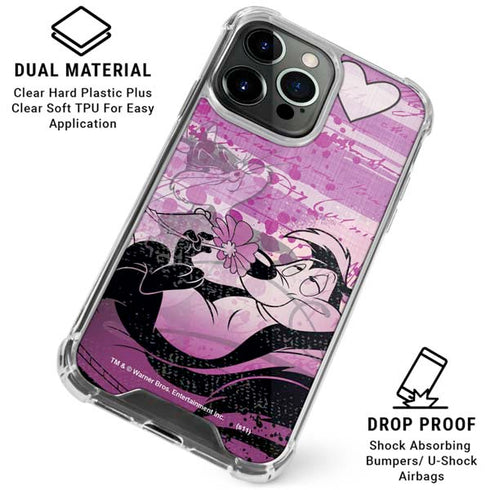 Looney Tunes Pepe Le Pew Purple Romance iPhone 16 Pro Max Clear Case
