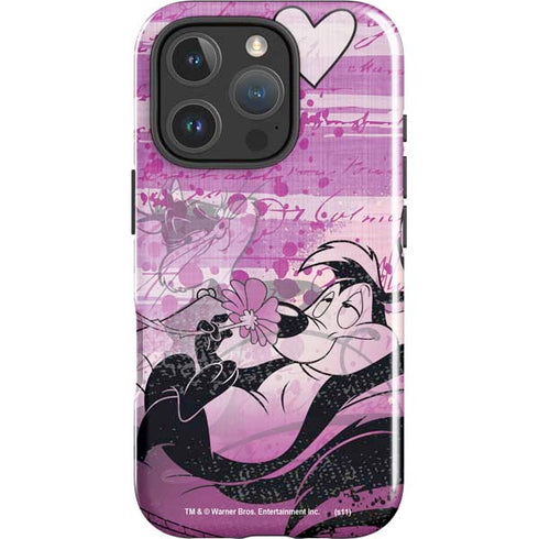 Looney Tunes Pepe Le Pew Purple Romance iPhone 16 Pro Max Impact Case