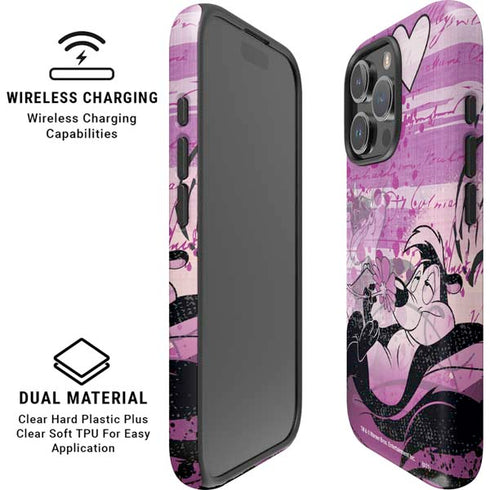 Looney Tunes Pepe Le Pew Purple Romance iPhone 16 Pro Max Magsafe Impact Case