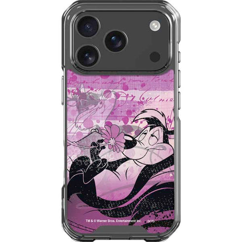 Looney Tunes Pepe Le Pew Purple Romance iPhone 17 Pro Clear Case