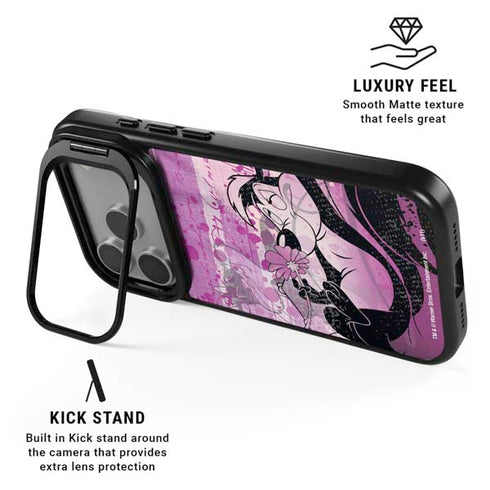 Looney Tunes Pepe Le Pew Purple Romance iPhone 17 Pro Kickstand Case