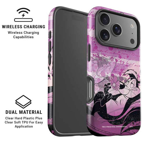 Looney Tunes Pepe Le Pew Purple Romance iPhone 17 Pro Magsafe Impact Case