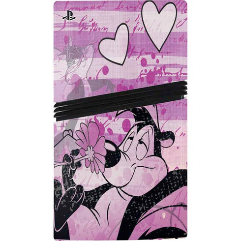 Looney Tunes Pepe Le Pew Purple Romance PS5 Pro Disk Bundle Skin