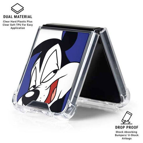 Looney Tunes Pepe Le Pew Zoomed In Galaxy Z Flip6 Clear Case