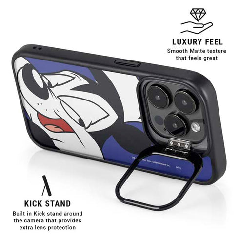 Looney Tunes Pepe Le Pew Zoomed In iPhone 14 Pro Max Kickstand Case