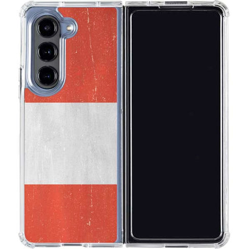 Peru Flag Distressed Galaxy Z Fold5 5G Clear Case