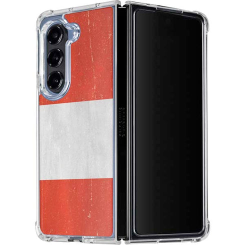 Peru Flag Distressed Galaxy Z Fold5 5G Clear Case