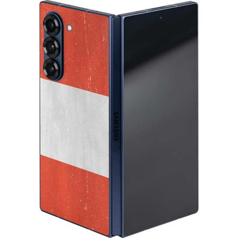 Peru Flag Distressed Galaxy Z Fold6 Skin