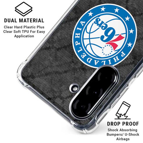 NBA Philadelphia 76ers Black Rust Galaxy A36 5G Clear Case