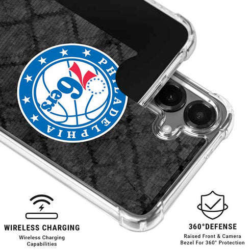 NBA Philadelphia 76ers Black Rust Galaxy S26 Clear Case