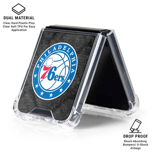 NBA Philadelphia 76ers Black Rust Galaxy Z Flip6 Clear Case