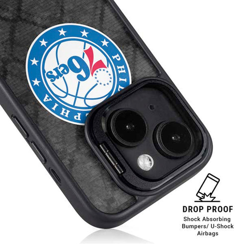 NBA Philadelphia 76ers Black Rust iPhone 14 Plus Kickstand Case