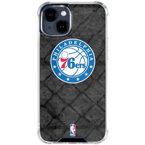 NBA Philadelphia 76ers Black Rust iPhone 15 Clear Case