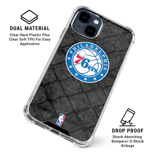 NBA Philadelphia 76ers Black Rust iPhone 15 Clear Case