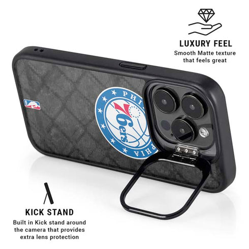 NBA Philadelphia 76ers Black Rust iPhone 15 Pro Kickstand Case