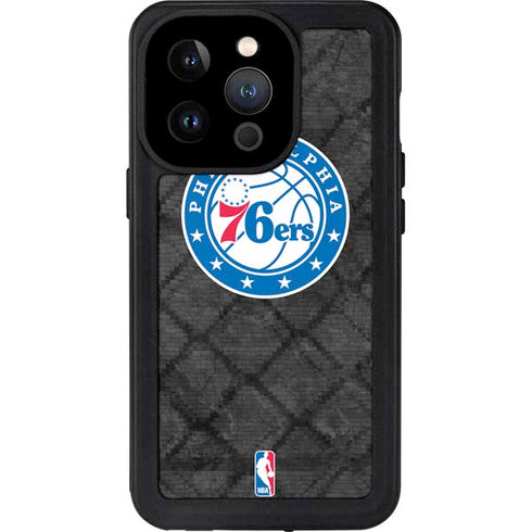 NBA Philadelphia 76ers Black Rust iPhone 15 Pro Waterproof Case