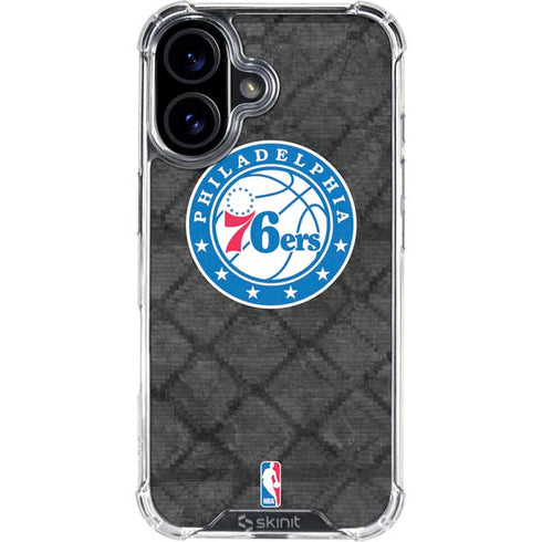NBA Philadelphia 76ers Black Rust iPhone 16 Clear Case