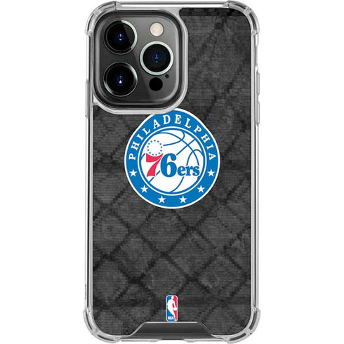 NBA Philadelphia 76ers Black Rust iPhone 16 Pro Clear Case