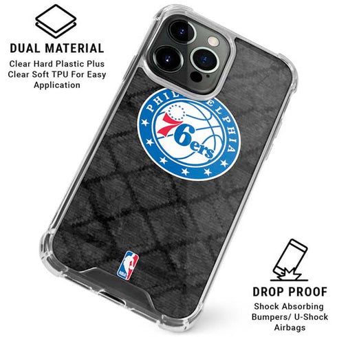 NBA Philadelphia 76ers Black Rust iPhone 16 Pro Clear Case
