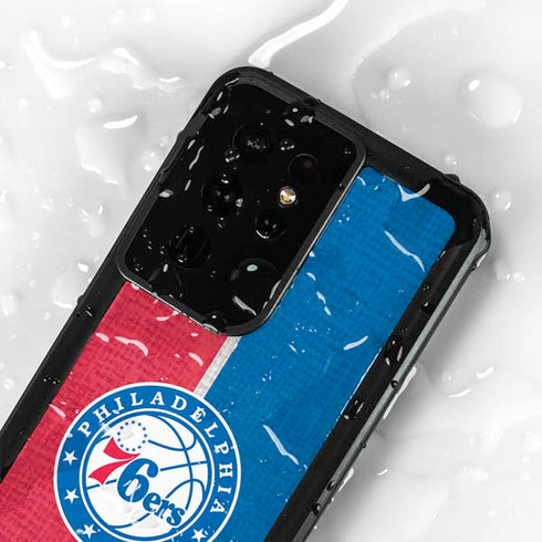 NBA Philadelphia 76ers Canvas Split Galaxy S24 Ultra Waterproof Case