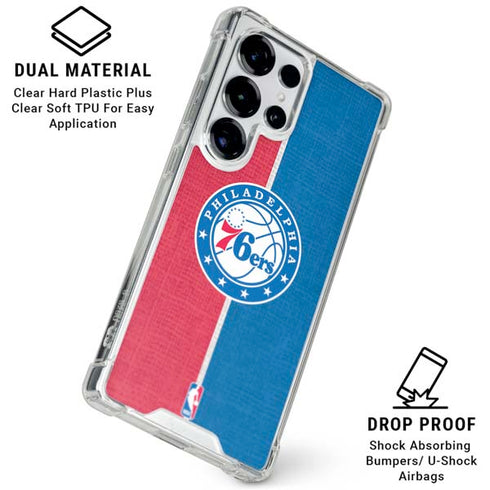 NBA Philadelphia 76ers Canvas Split Galaxy S26 Ultra Clear Case
