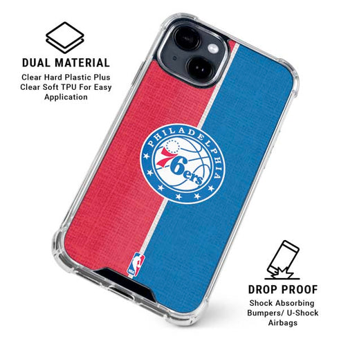 NBA Philadelphia 76ers Canvas Split iPhone 15 Clear Case