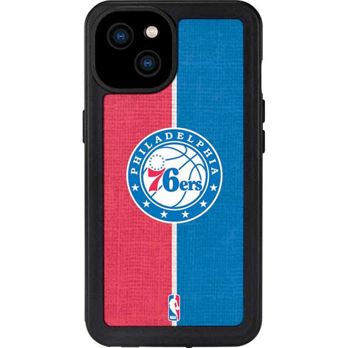 NBA Philadelphia 76ers Canvas Split iPhone 15 Plus Waterproof Case