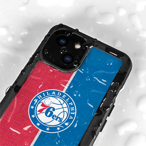 NBA Philadelphia 76ers Canvas Split iPhone 15 Plus Waterproof Case