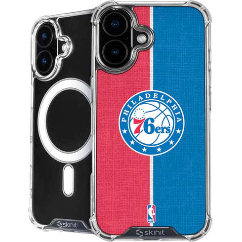 NBA Philadelphia 76ers Canvas Split iPhone 16 Plus MagSafe Case