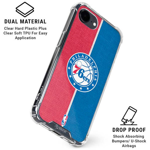 NBA Philadelphia 76ers Canvas Split iPhone 16e Clear Case